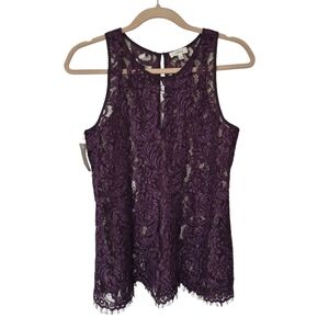 Wilfred Monnier Purple Lace Sleeveless Tank Top Blouse NWT RARE